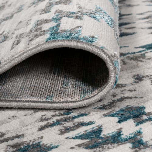 Jonathan Y Ancient Faded Trellis Area Rug In Gray/turquoise