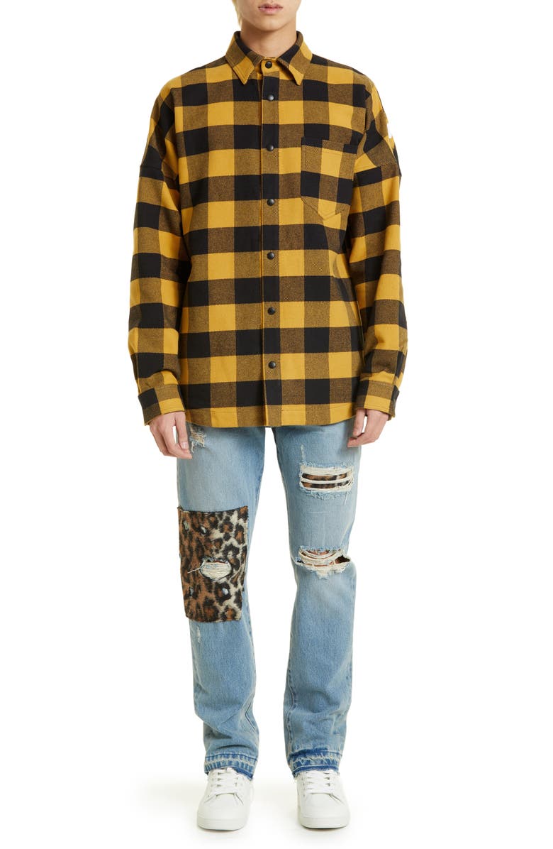 Palm Angels Oversize Buffalo Check Flannel Shirt Jacket, Alternate, color,