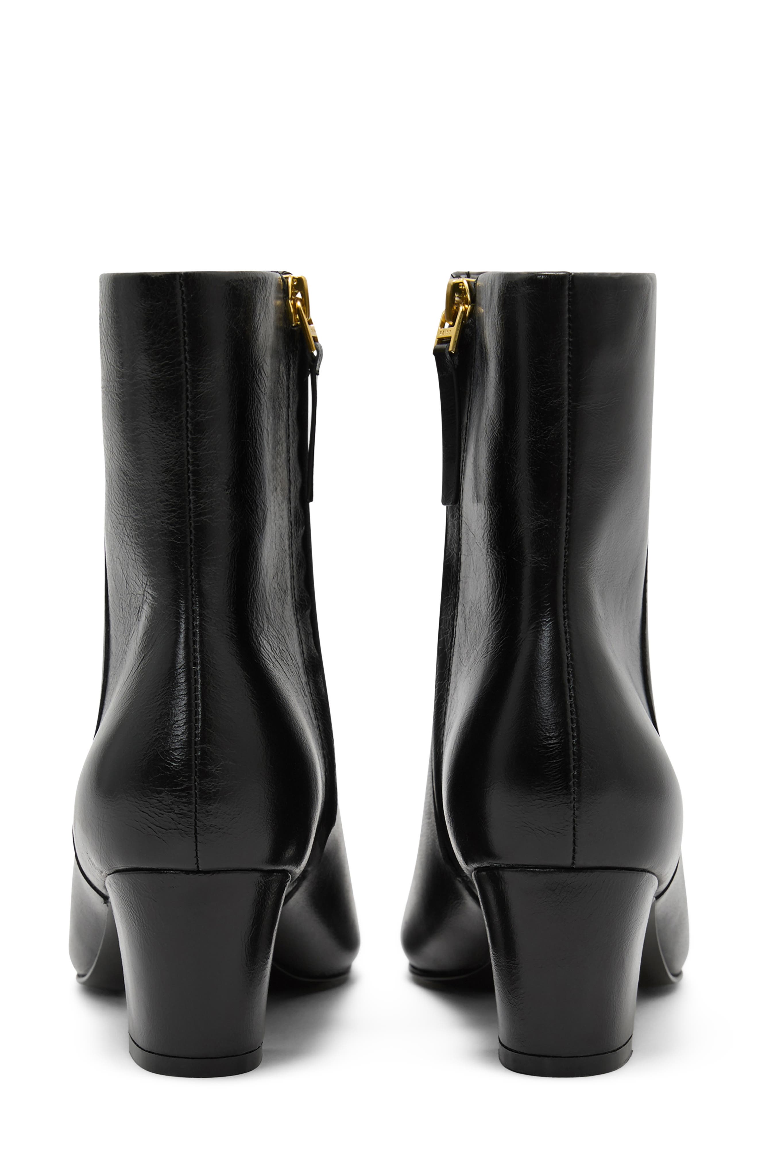 Nicole Leather Ankle Boot, Alternate, color, BLACK