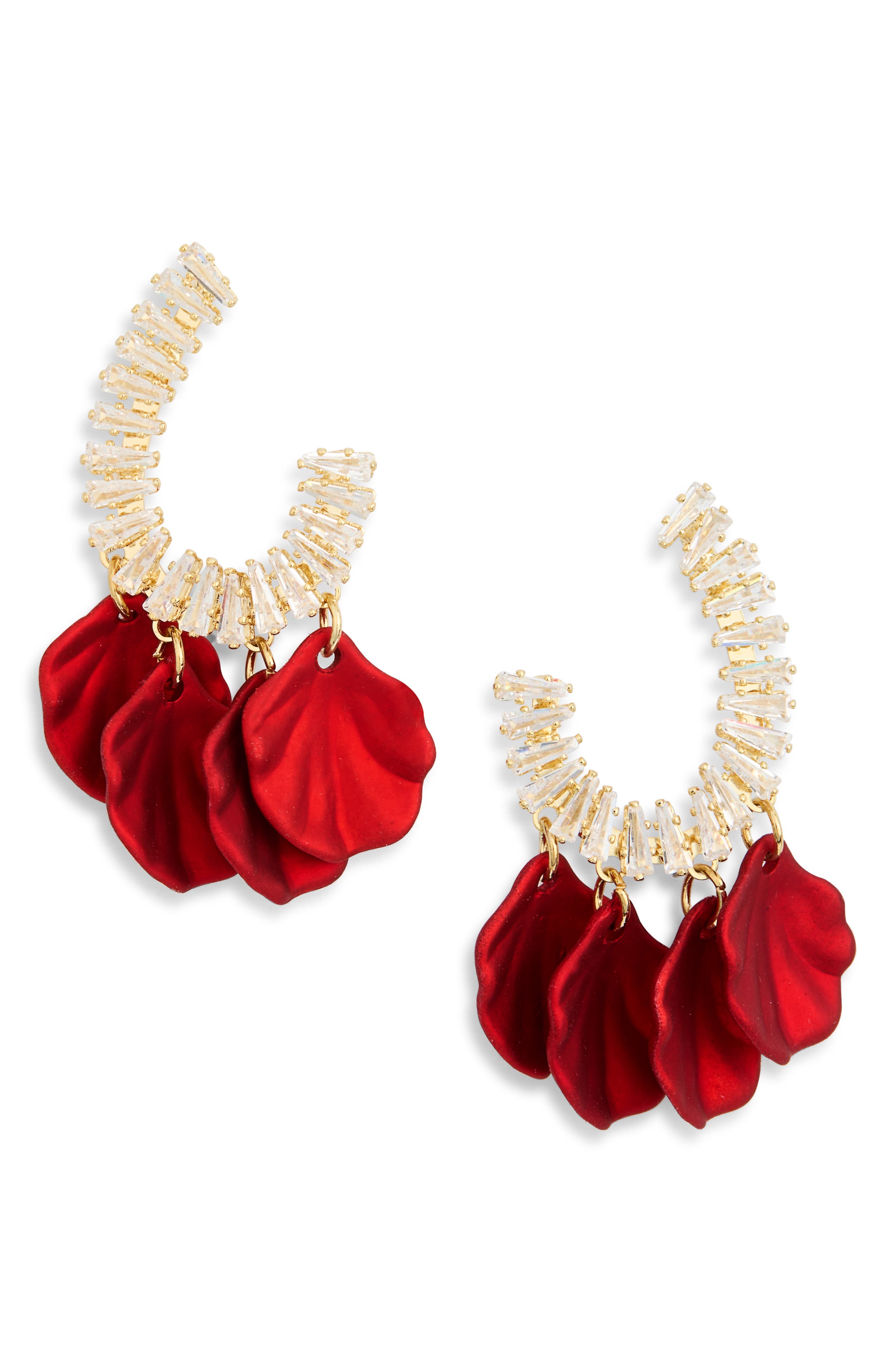 EYE CANDY LOS ANGELES Aliyah Cubic Zirconia Rose Petal Hoop Earrings