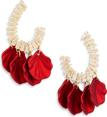 Aliyah Cubic Zirconia Rose Petal Hoop Earrings