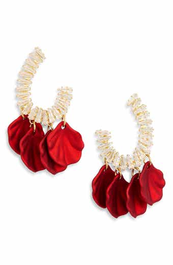 Aliyah Cubic Zirconia Rose Petal Hoop Earrings