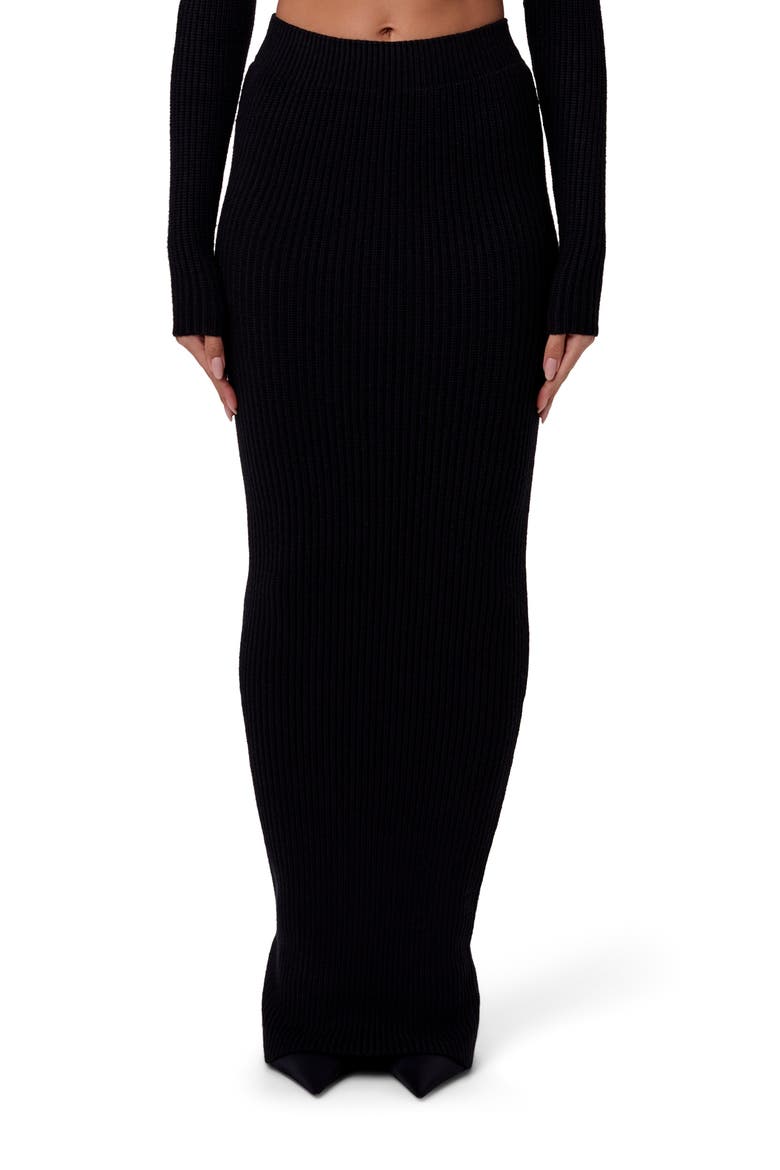 Knit Maxi Skirt, Main, color, BLACK