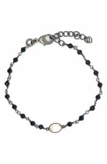 Moonstone & Black Spinel Rosary Bracelet