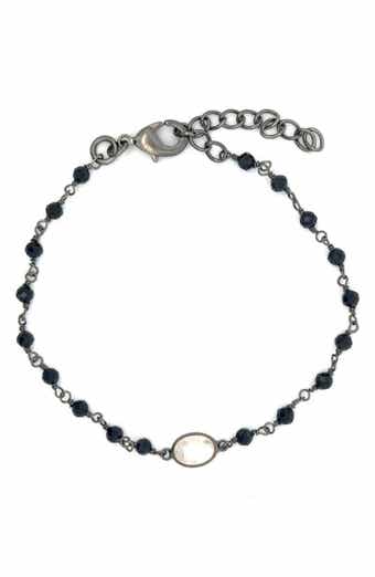 Moonstone & Black Spinel Rosary Bracelet