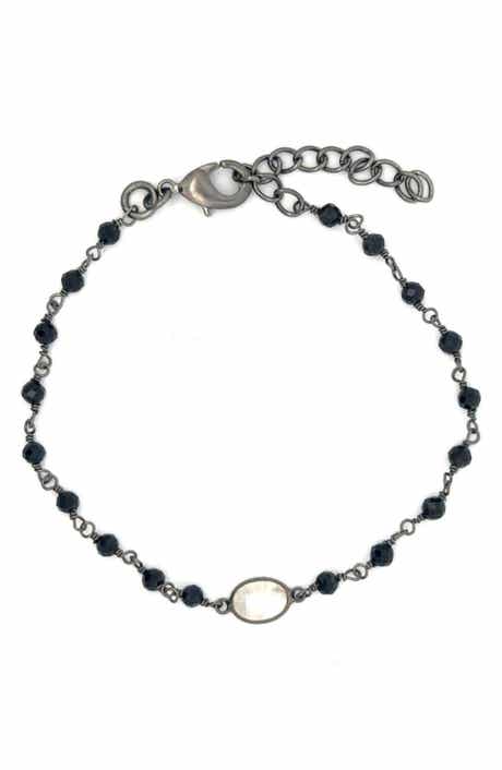Moonstone & Black Spinel Rosary Bracelet