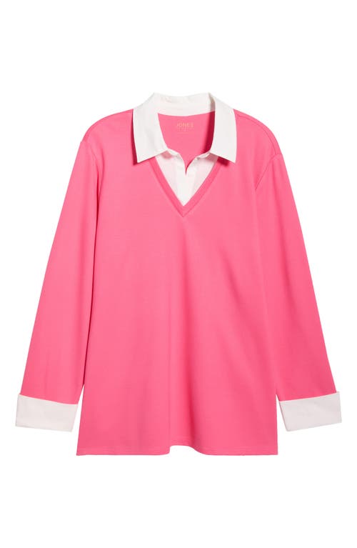 Jones New York Mixed Media Collar Sweater In Pink