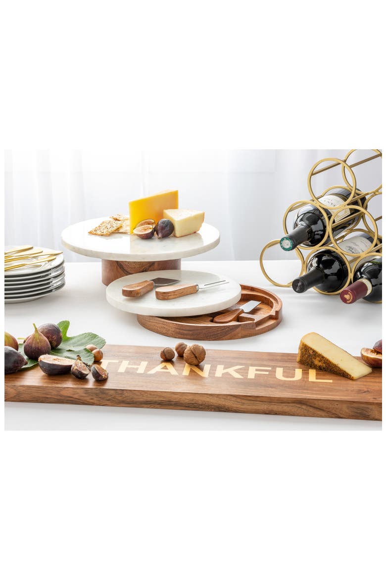 Marble Topped Cheese Board & Cheese Knives, Alternate, color, BROWN