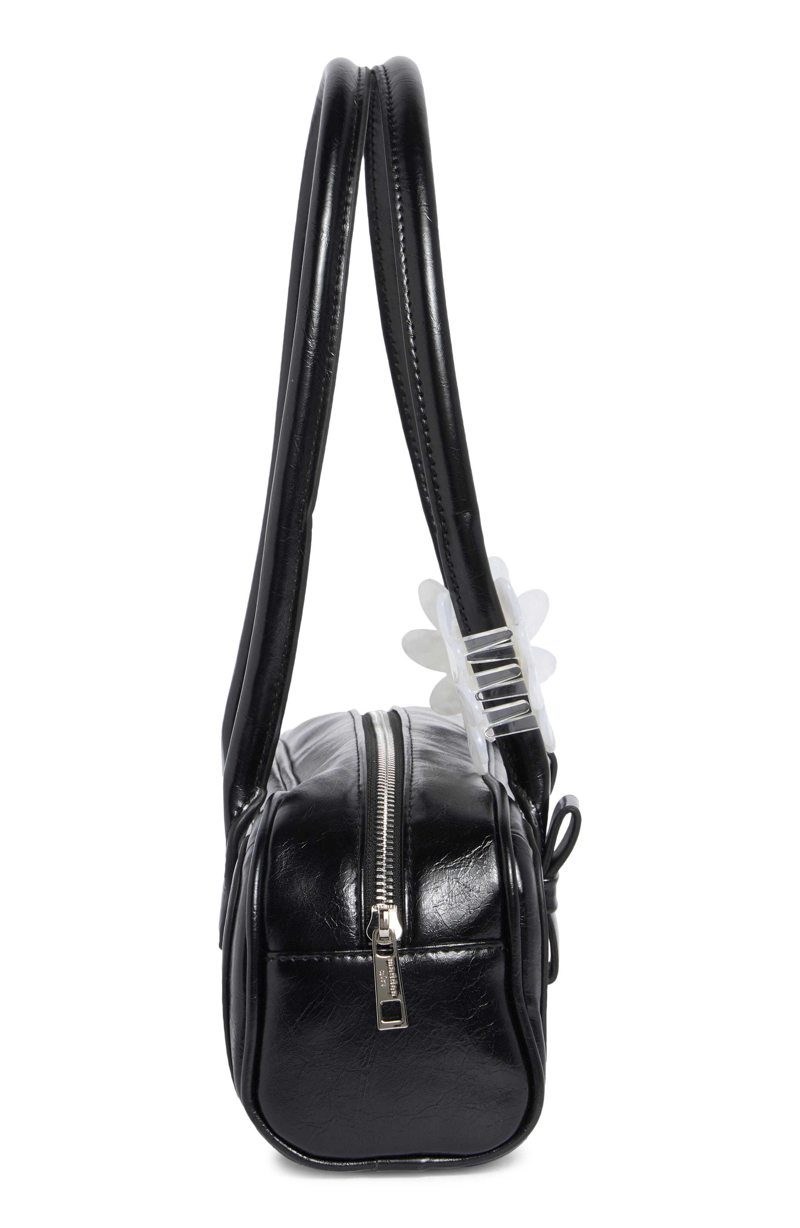 Madden Girl Kids' Crinkle Faux Leather Shoulder Bag, Alternate, color, Black