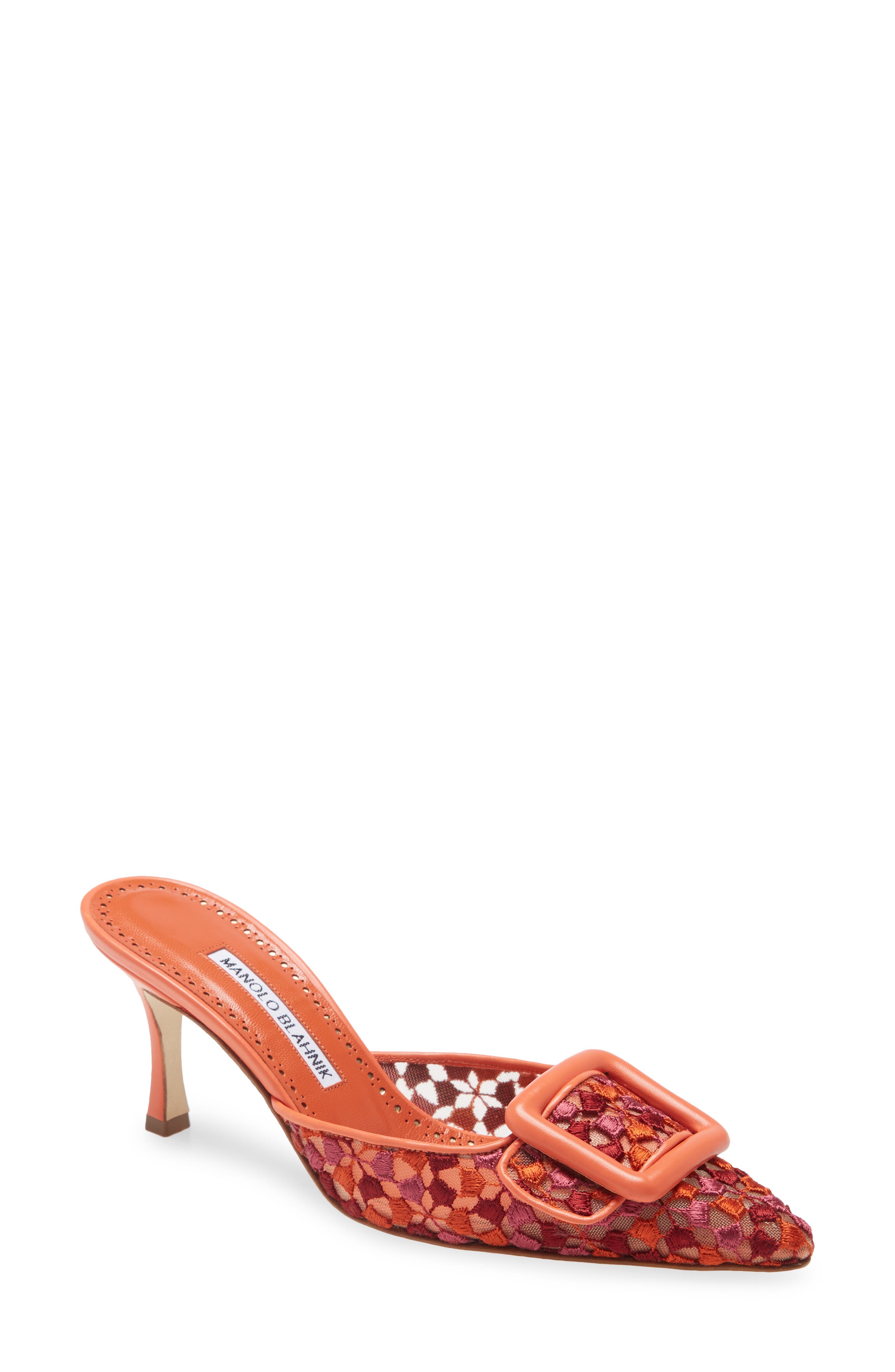 Manolo Blahnik Maysale Buckle Pointed Toe Mule, Main, color, 