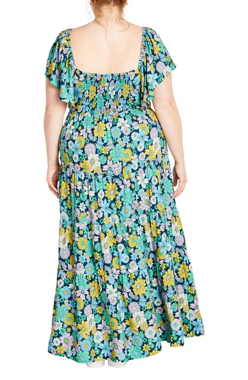 City Chic Brigitte Floral Print Jersey Max Dress In Green