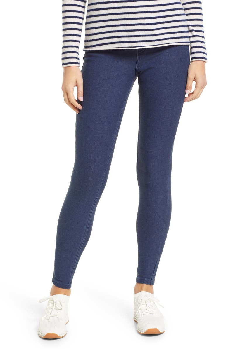 Hue Fleece Lined Denim Leggings, Main, color, Med Wash