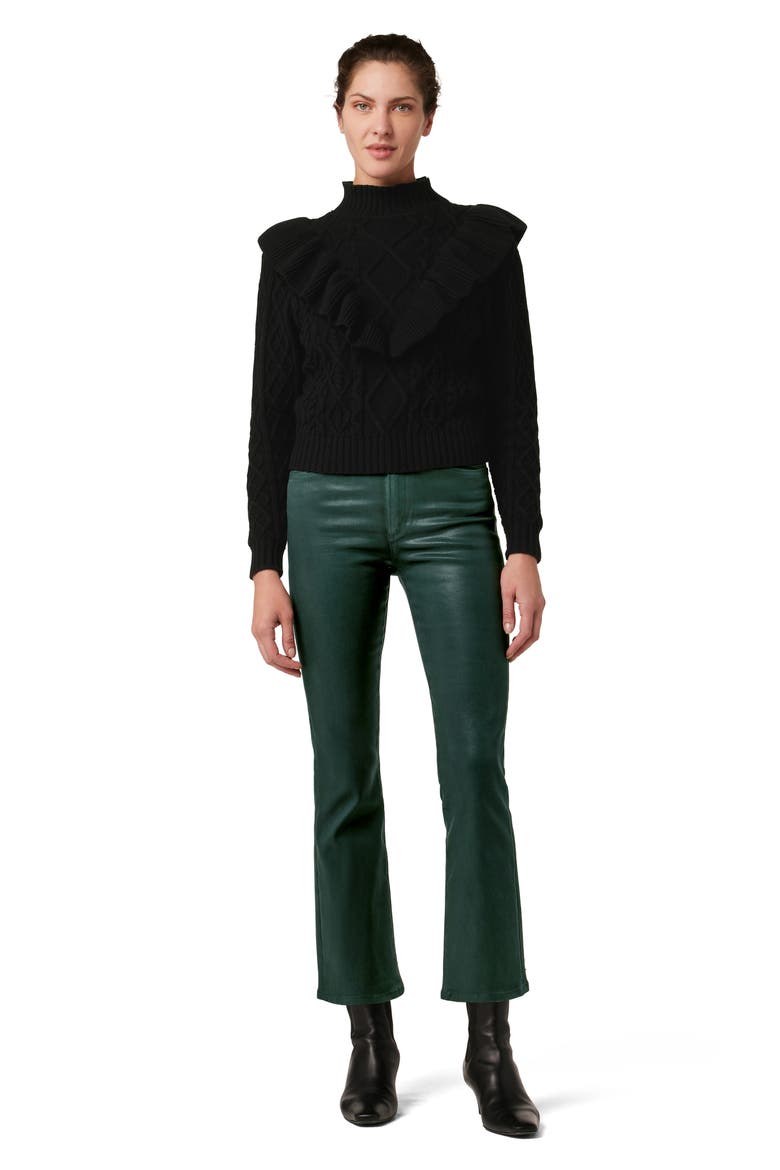 The Callie Coated High Waist Ankle Bootcut Jeans, Alternate, color, FOREST GREEN