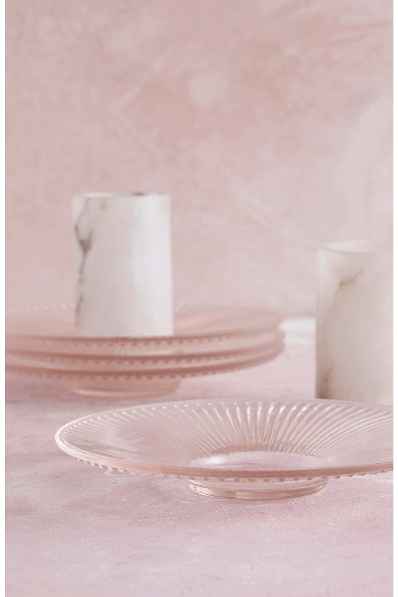 Pressed Pink Glass Medium Plates - Set of 4, Main, color, Clear