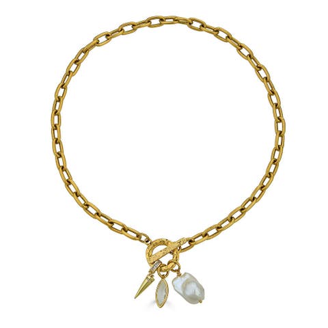 Marquise & Pearl Toggle Necklace