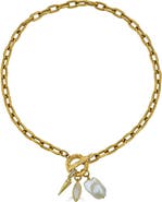 Loni Paul Jewelry Marquise & Pearl Toggle Necklace