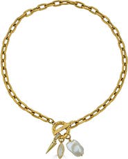 Loni Paul Jewelry Marquise & Pearl Toggle Necklace