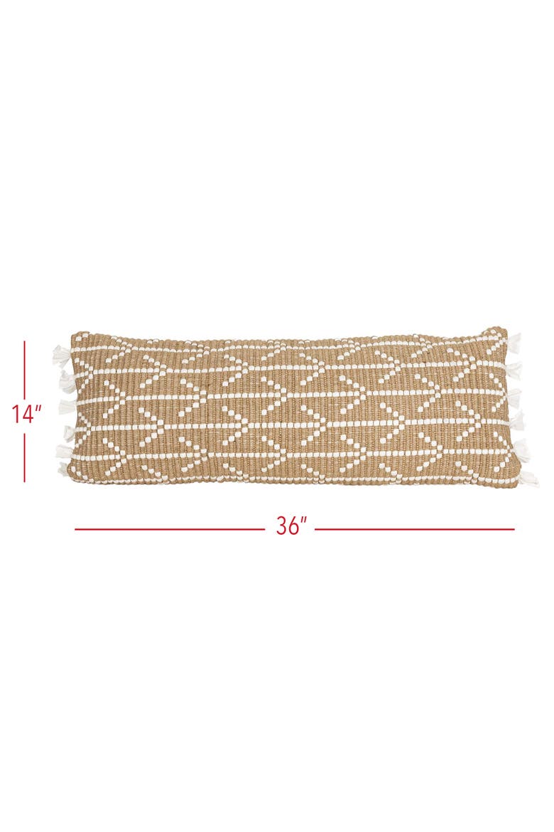 Geometric Arrow Lumbar Pillow Polyester Jute & Cotton With Polyester Fill, Alternate, color, Beige