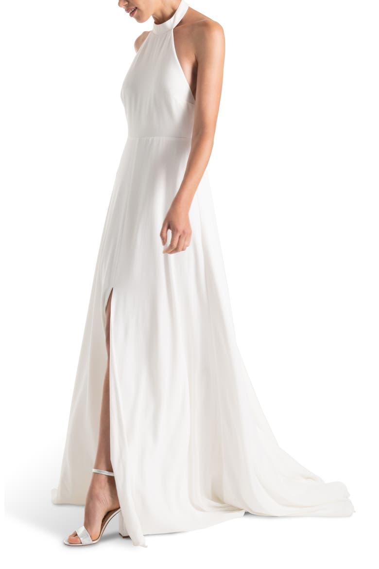 Courtney Halter Wedding Dress, Alternate, color, WHITE