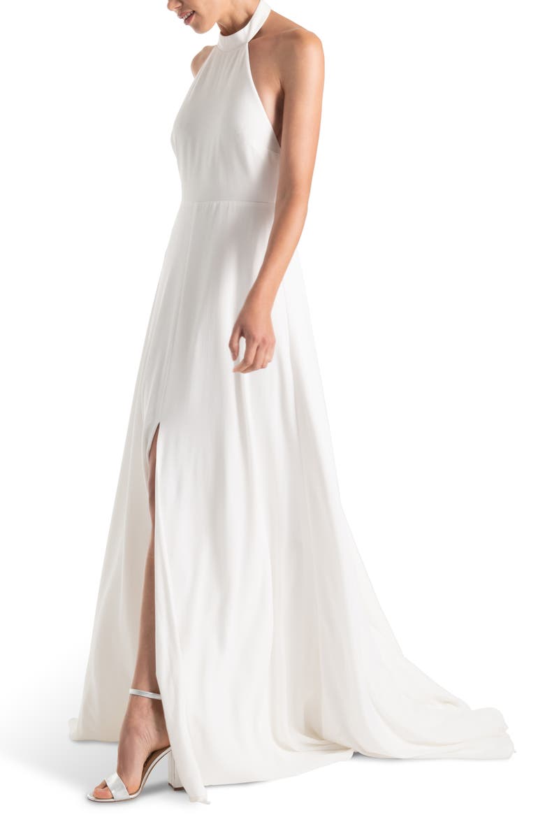 Joanna August Courtney Halter Wedding Dress, Alternate, color, 