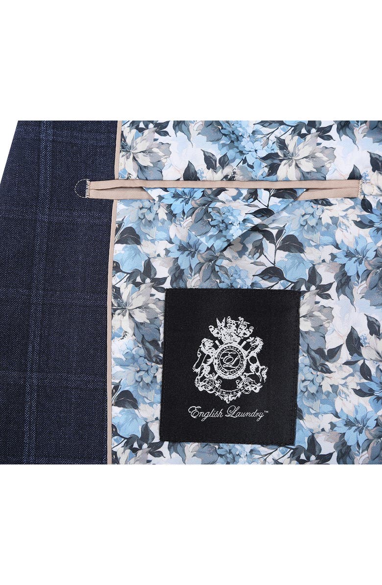 English Laundry Plaid Trim Fit Notch Lapel Wool Blend Two-Piece Suit, Alternate, color, Navy