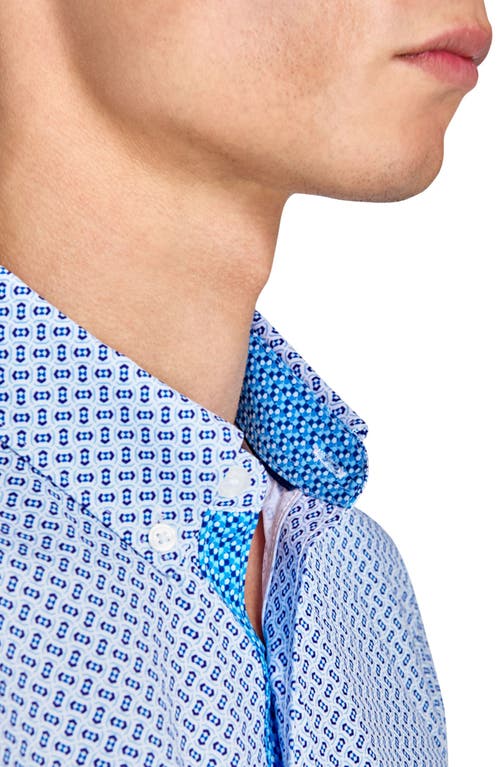 Construct Mini Barrelong Sleeve Woven Short Sleeve Basic In White/blue