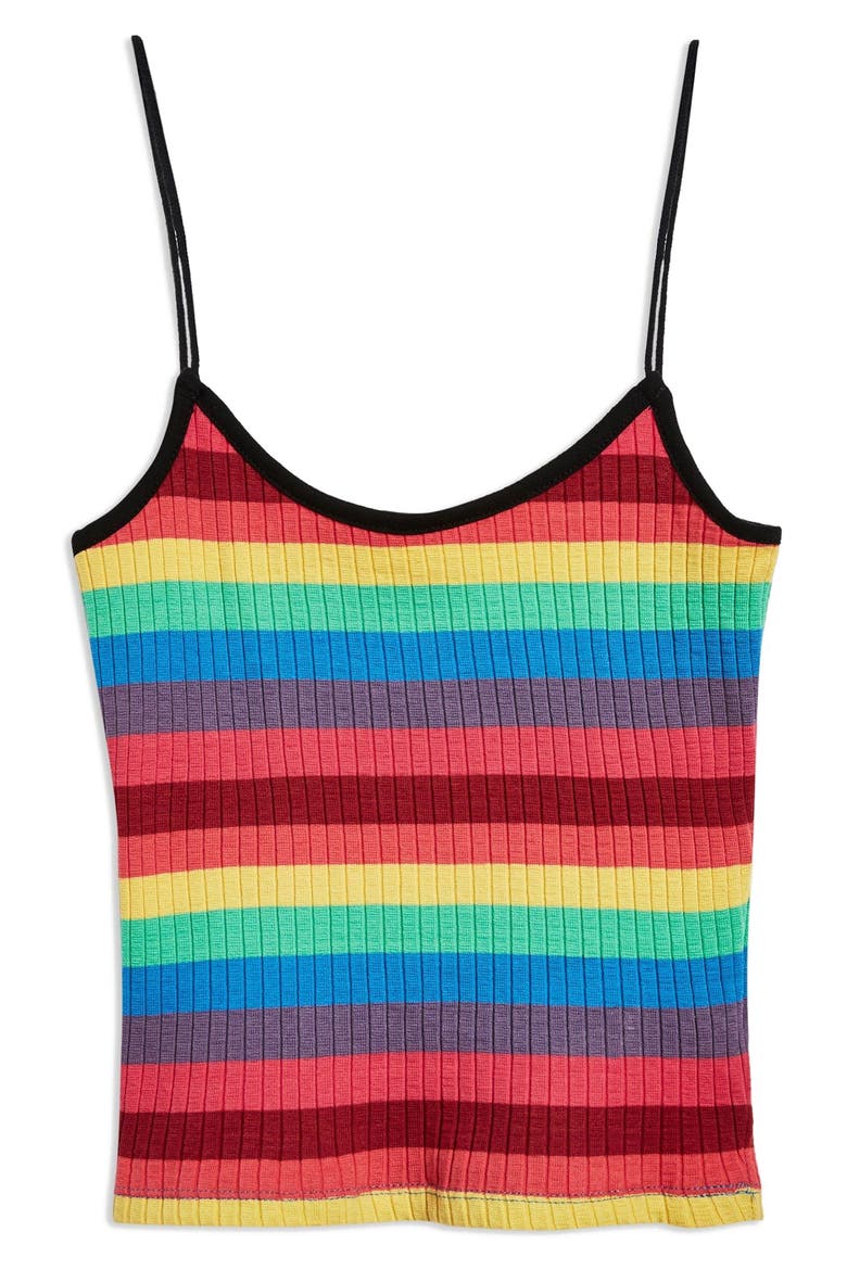 Rainbow Stripe Camisole Top, Alternate, color, RED MULTI