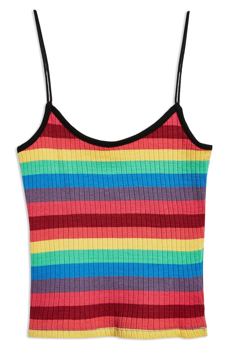 Topshop Rainbow Stripe Camisole Top, Alternate, color, 