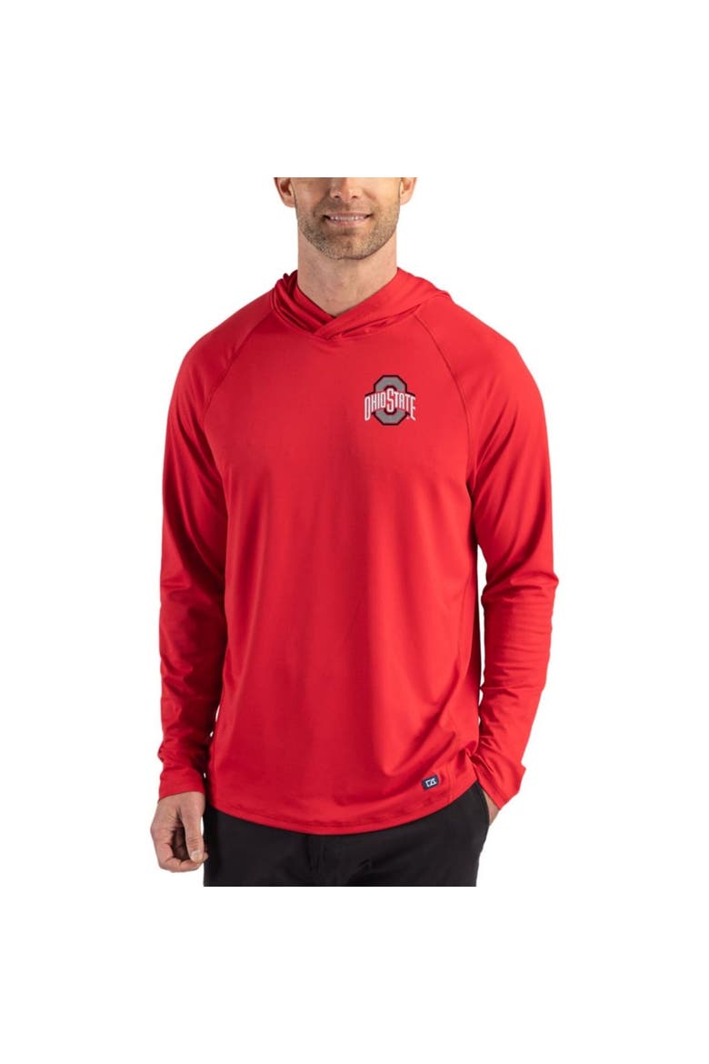 Men's Cutter & Buck Scarlet Ohio State Buckeyes Prospect Recycled Featherlight Stretch Hoodie, Main, color, Scarlet