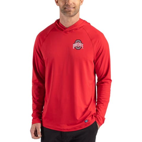 Men's Cutter & Buck Scarlet Ohio State Buckeyes Prospect Recycled Featherlight Stretch Hoodie