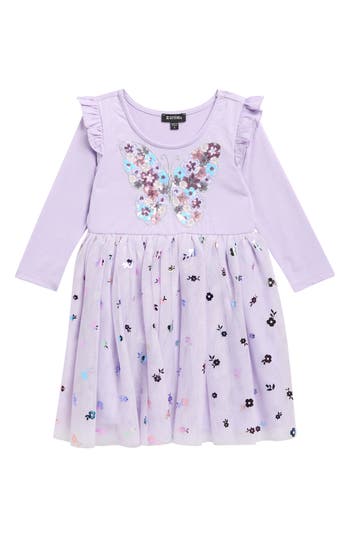 Zunie Kids' Sequin Butterfly Tutu Dress In Purple