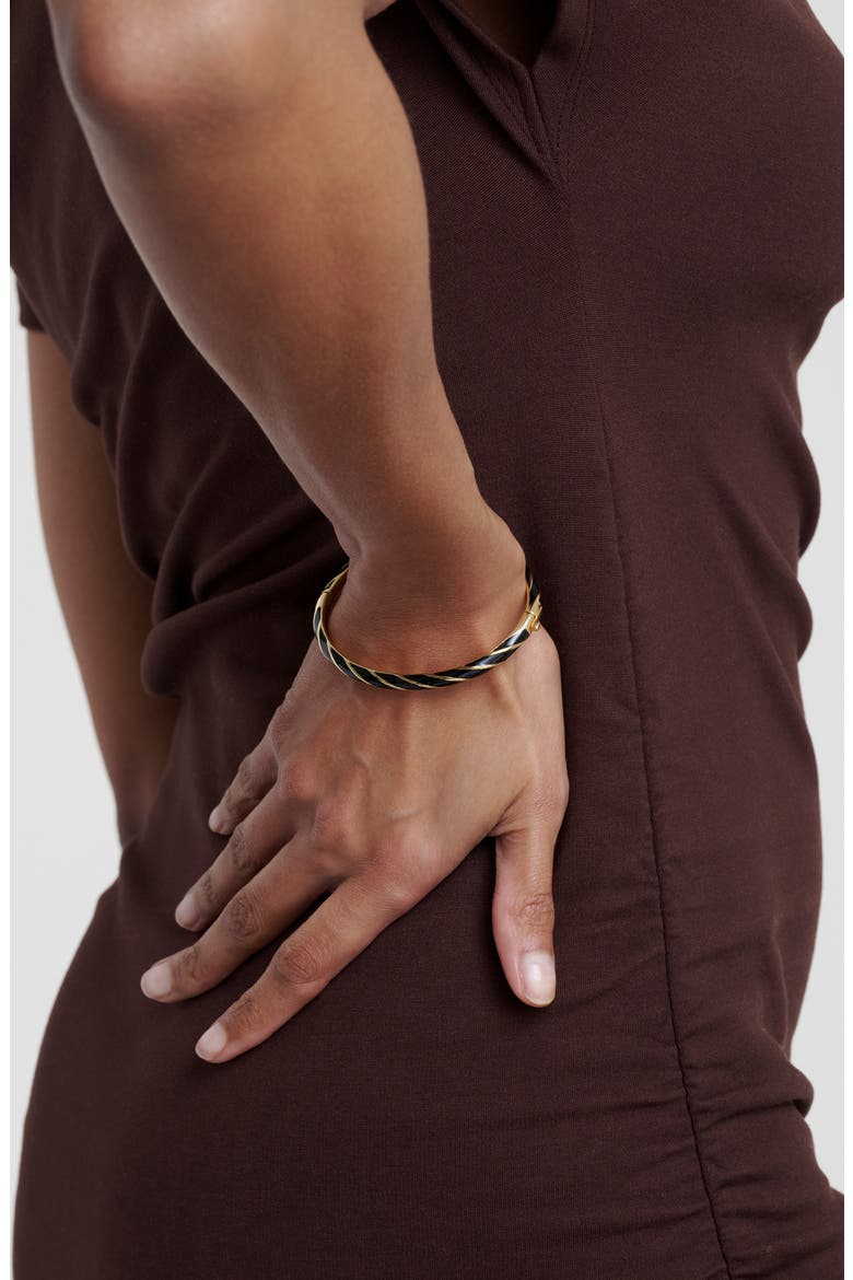 Trinity Twist Enamel Hinged Bangle, Alternate, color, GOLD TONE BLACK