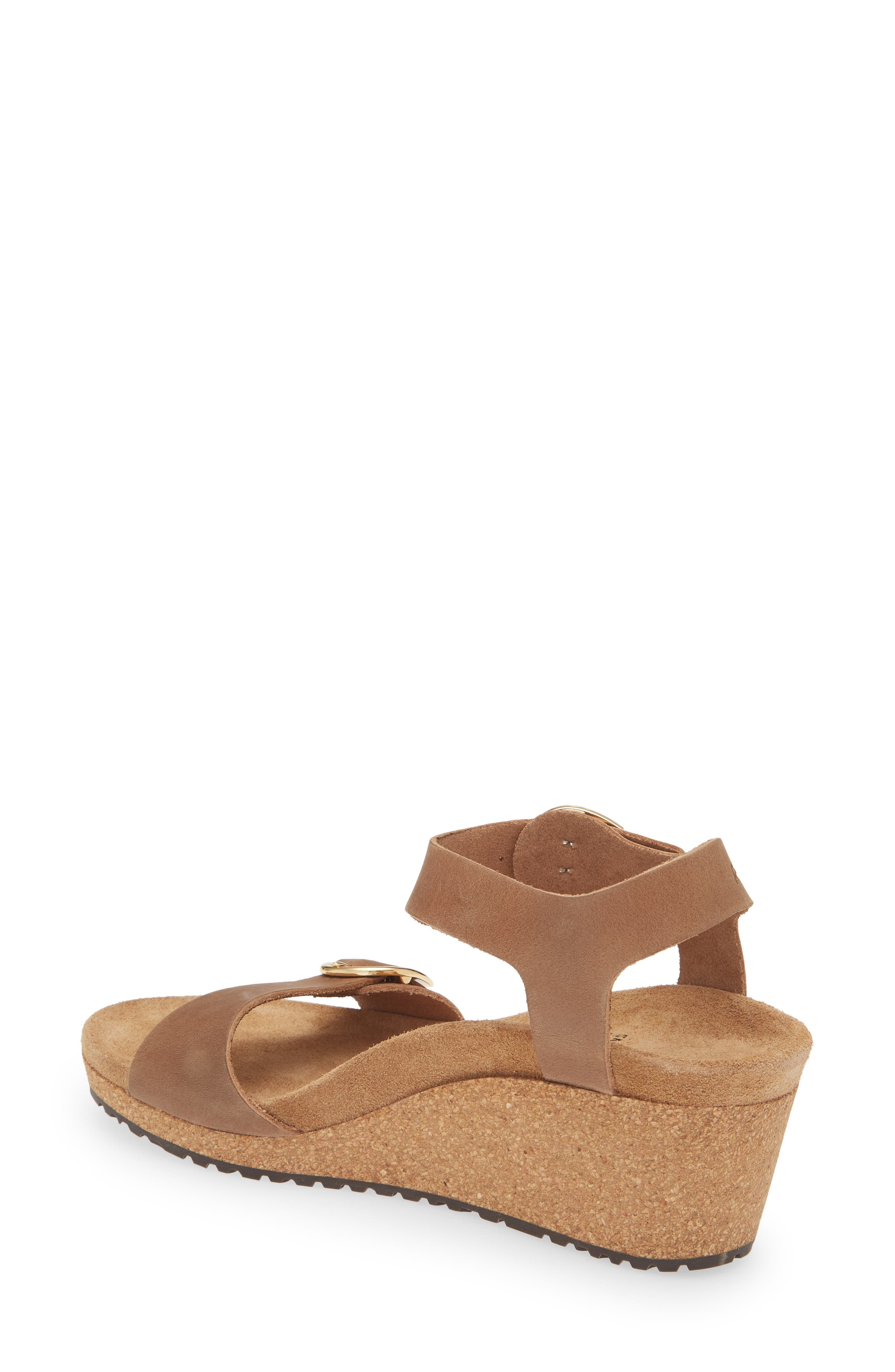 Soley Ring Buckle Wedge Sandal, Alternate, color, COGNAC