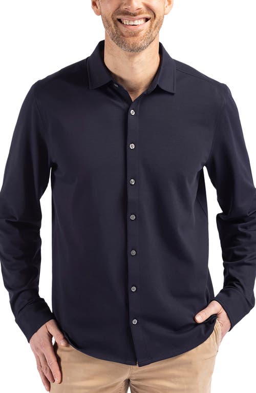 Cutter & Buck Advantage Performance Piqué Button-Up Shirt in Liberty Navy 