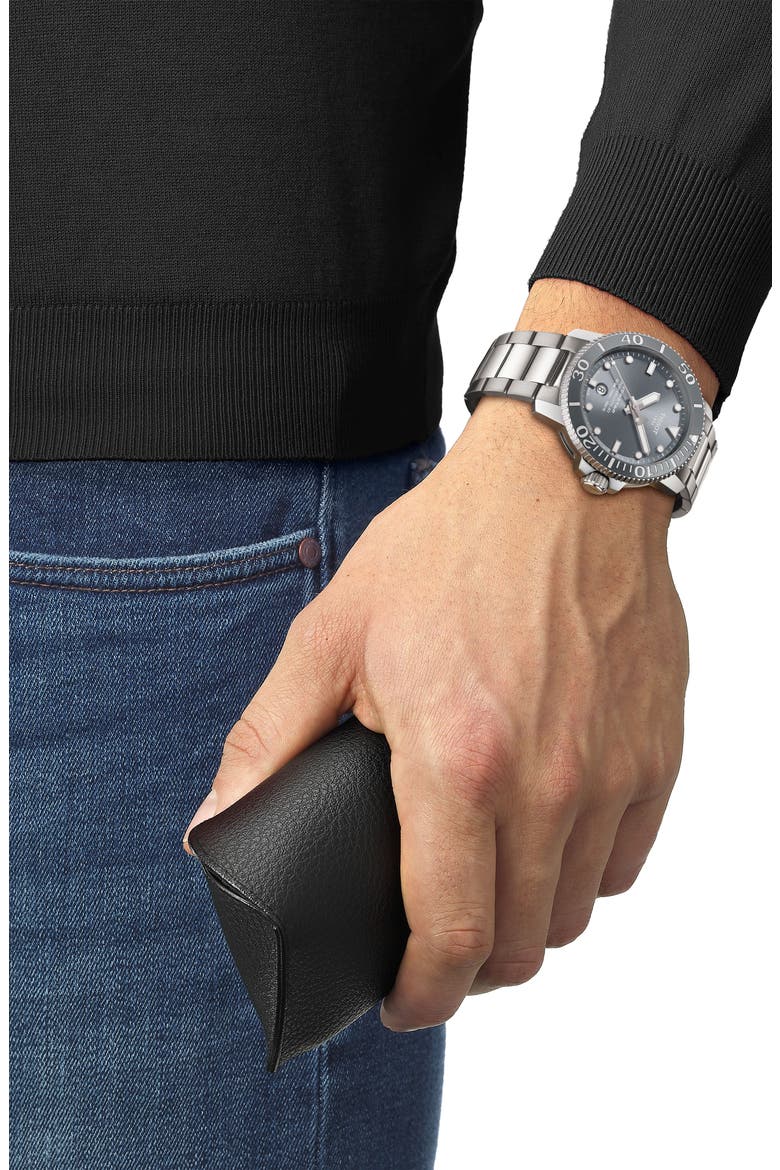 Seastar 1000 Professional Powermatic 80 Bracelet Watch, 43mm, Alternate, color, GREY