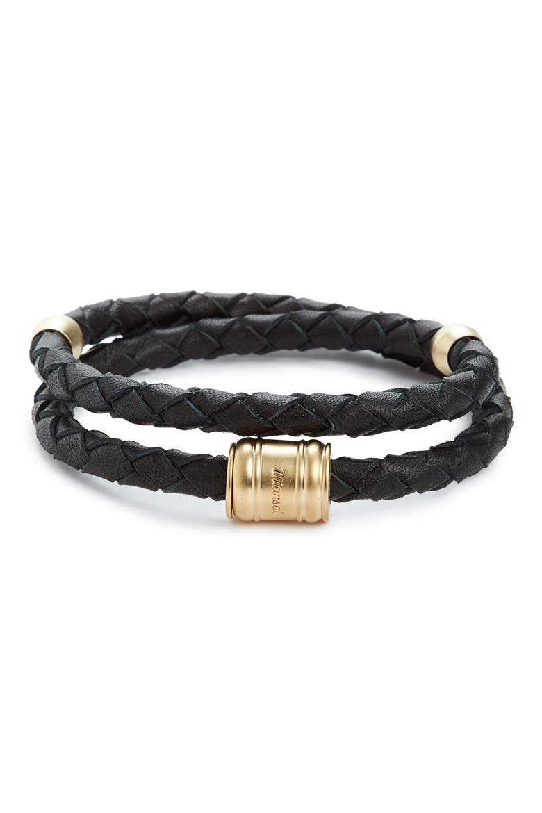 Braided Leather Bracelet, Main, color, BLACK