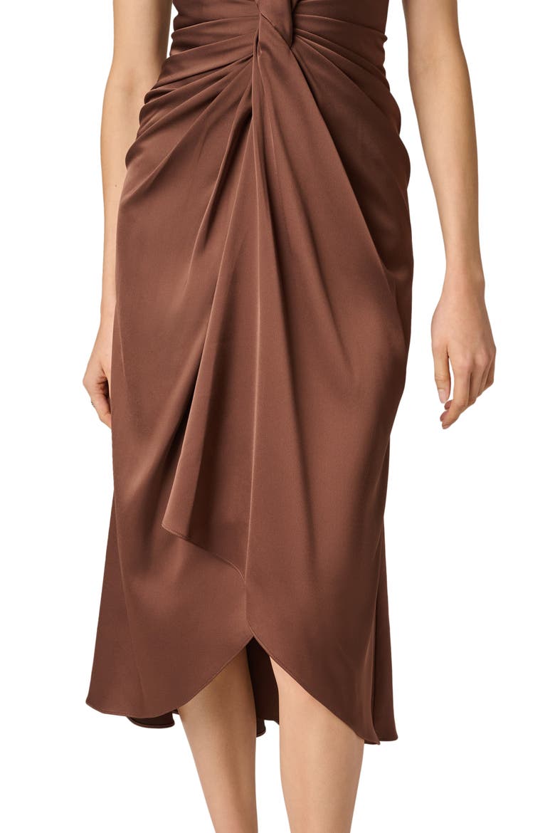 Crepe Back Satin Midi Dress, Alternate, color, ESPRESSO