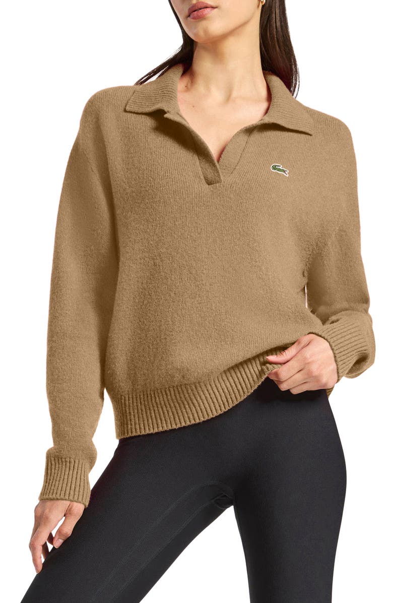 Lacoste Solid Cashmere Blend Polo Sweater, Main, color, 