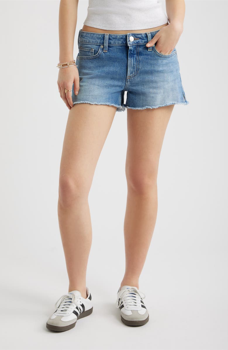 BP. Festival Fray Hem Denim Shorts, Main, color, Western Wash