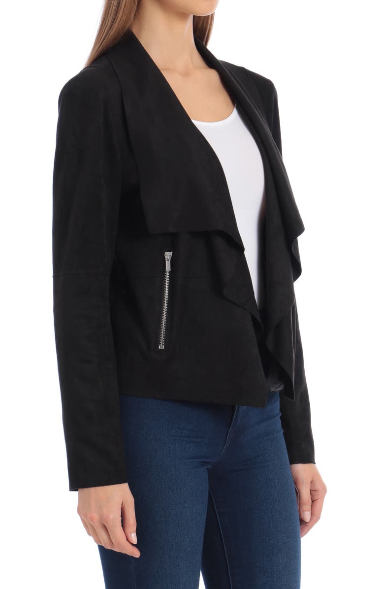 Bagatelle Draped Faux Suede Jacket, Alternate, color, Black