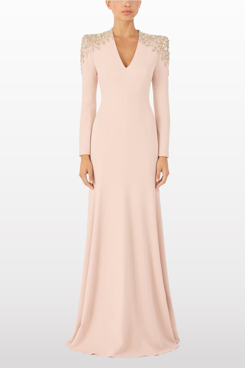 Nila Beaded V-Neck Maxi Dress, Alternate, color, Morganite