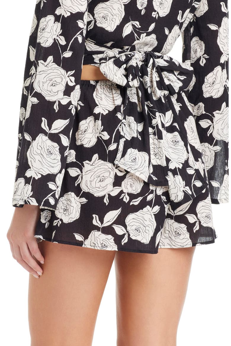 Faux Wrap Cover-Up Skort, Alternate, color, BLACK