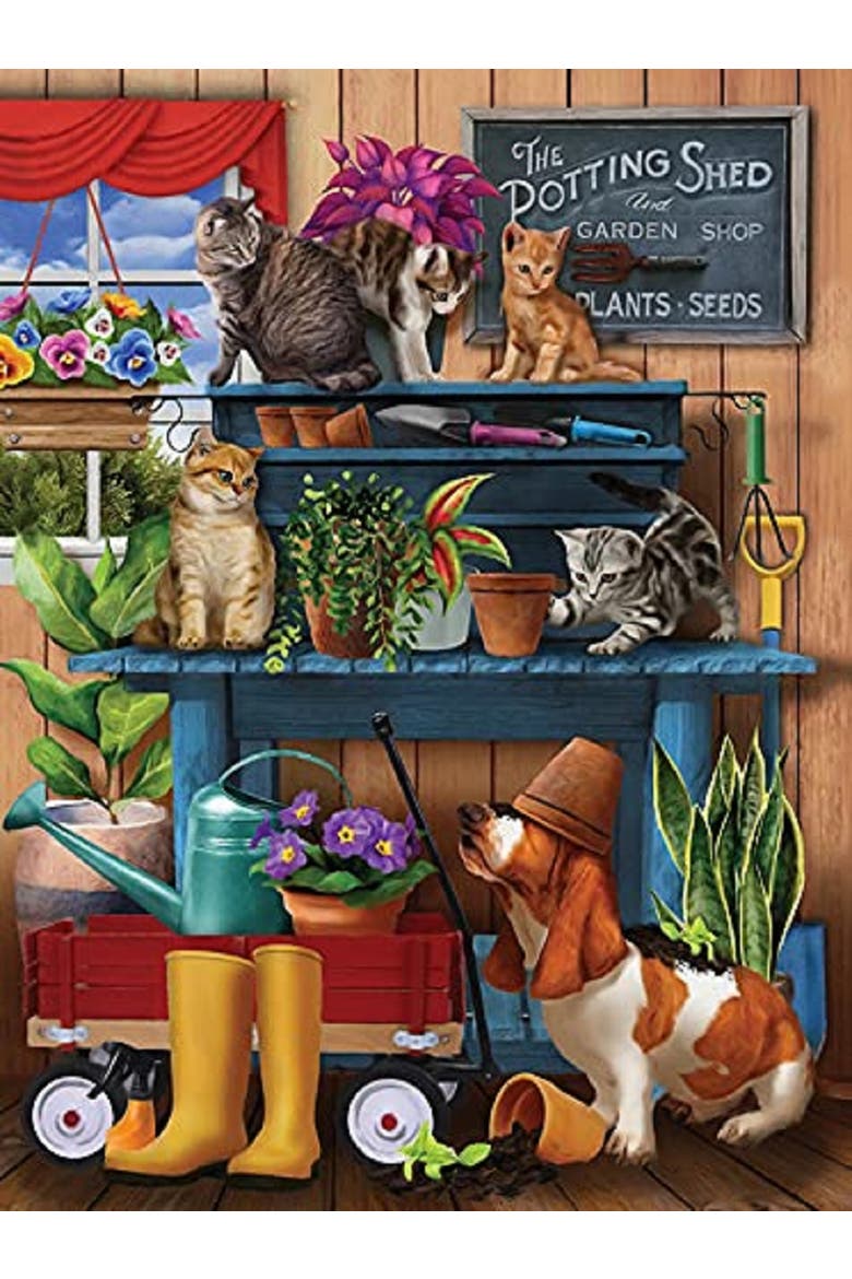 Trouble in the Potting Shed 1000 piece Jigsaw Puzzle for Adults, Alternate, color, Multicolor