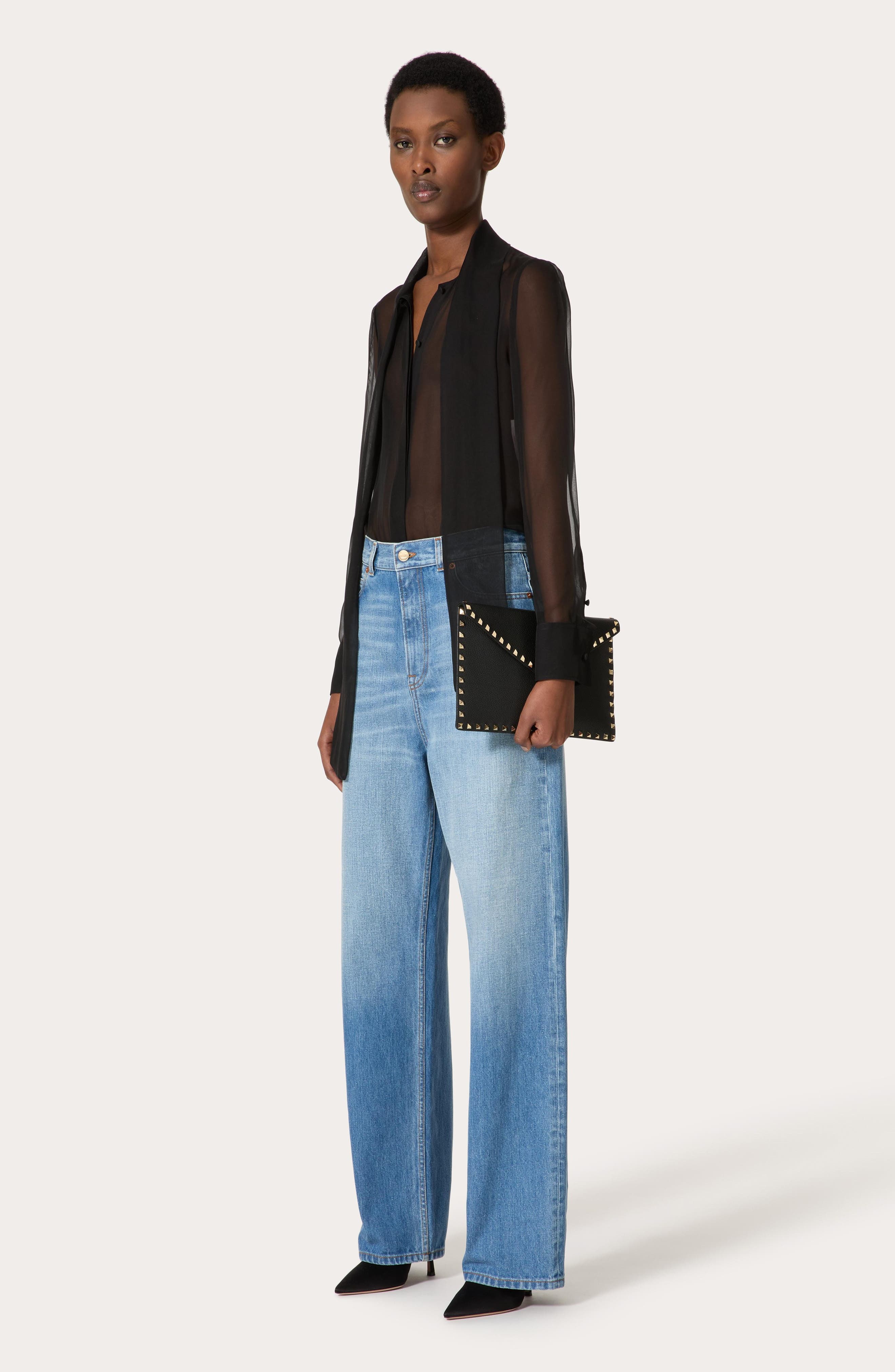 Valentino Garavani Large Rockstud Leather Envelope Pouch, Alternate, color, 