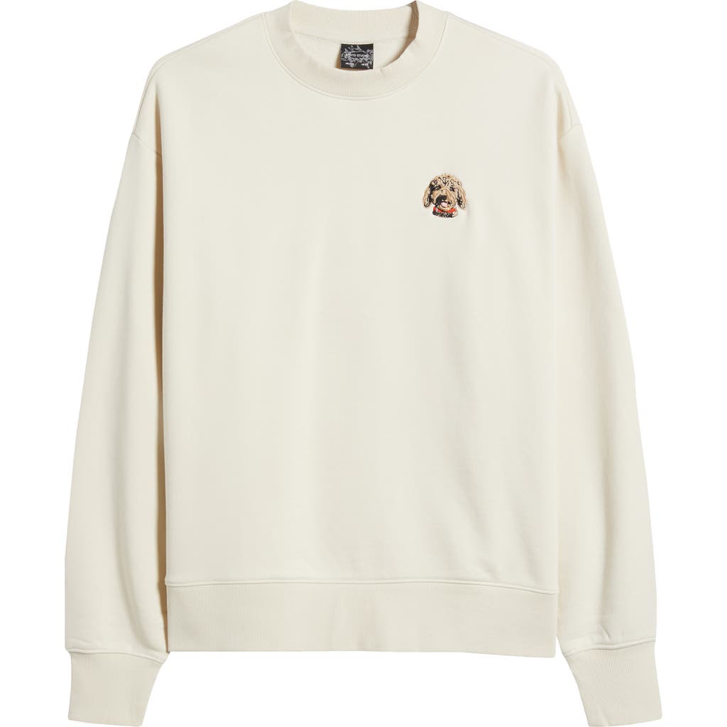 Shop Santo Studio Maple Embroidered Crewneck Sweatshirt In Cream