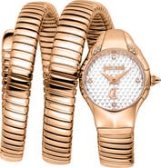 Just Cavalli Snake Amanta Wraparound Rose Gold Tone Bracelet Watch, 22.5mm x 32.5mm