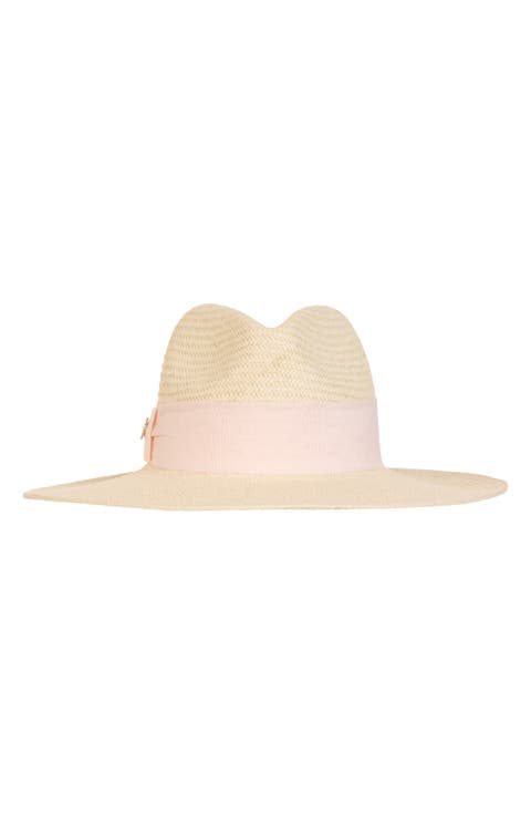 Ribbon Trim Straw Fedora