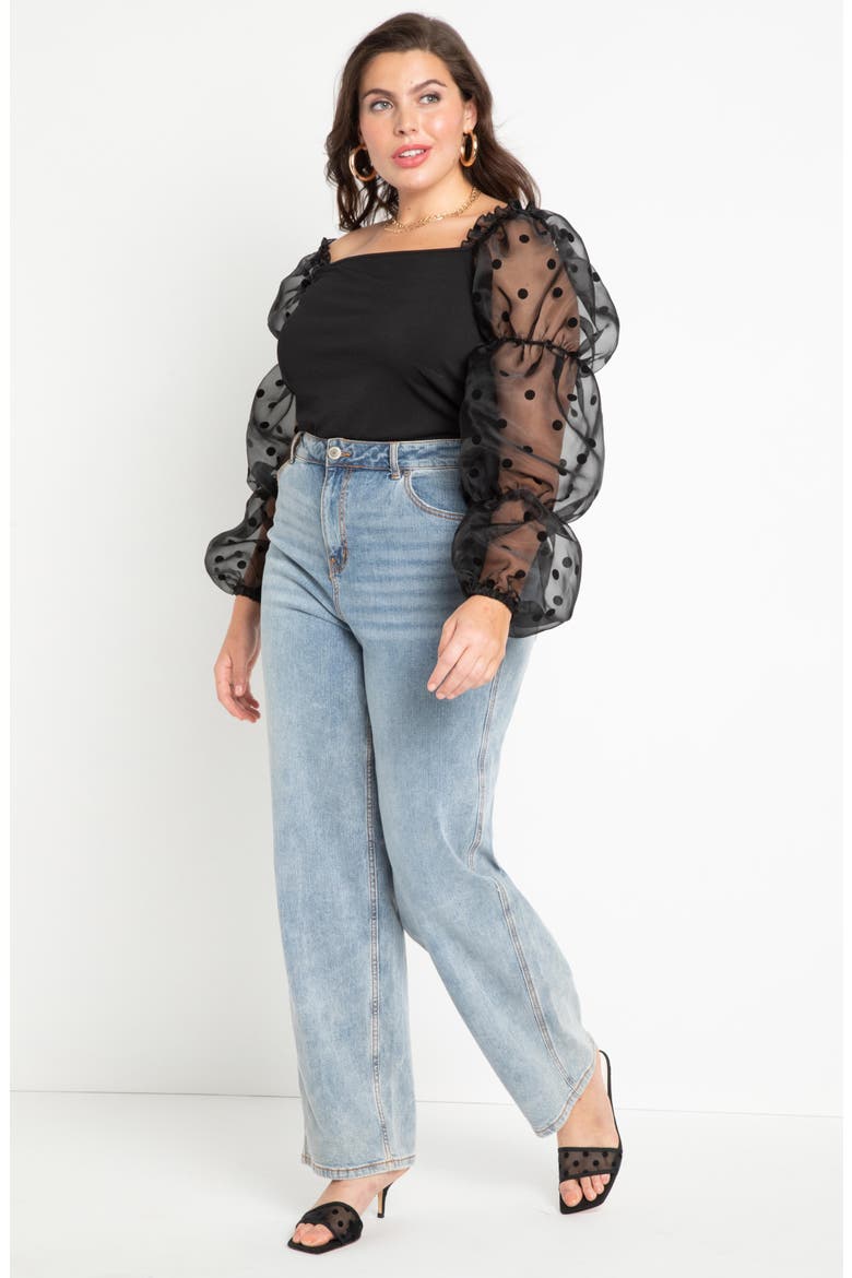 Flocked Organza Blouse, Alternate, color, TOTALLY BLACK