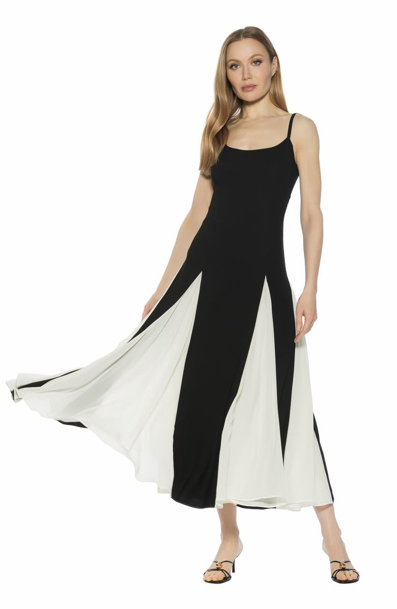 Alexia Admor Corvin Colorblock Godet Maxi Dress, Alternate, color, Black/ White