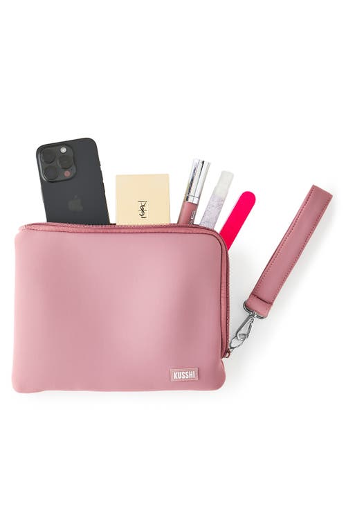 Kusshi Scuba Knit Wristlet Pouch In Mauve/stone